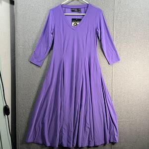 Attitudes by Renee Petite Como Jersey 3/4 Sleeve Midi Dress Purple Size XXSP